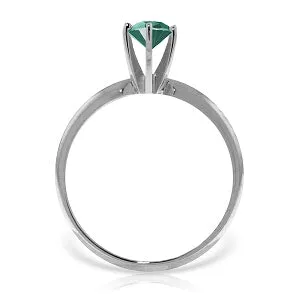 0.65 Carat 14K Solid White Gold Solitaire Ring Natural Emerald