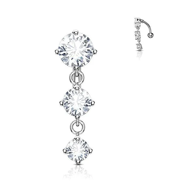 10 Styles Sexy Dangling Navel Belly Button Ring Oreja 14G Double Round Cubic Zirconia 316L Surgical Steel Belly Piercing Jewelry