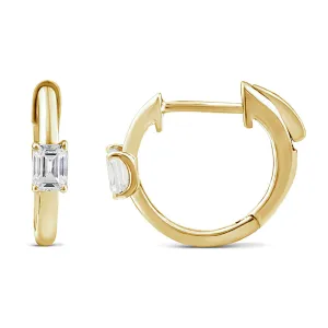 10ct Yellow Gold Luminesce Lab Grown Emerald Cut Diamond Hoop Earring