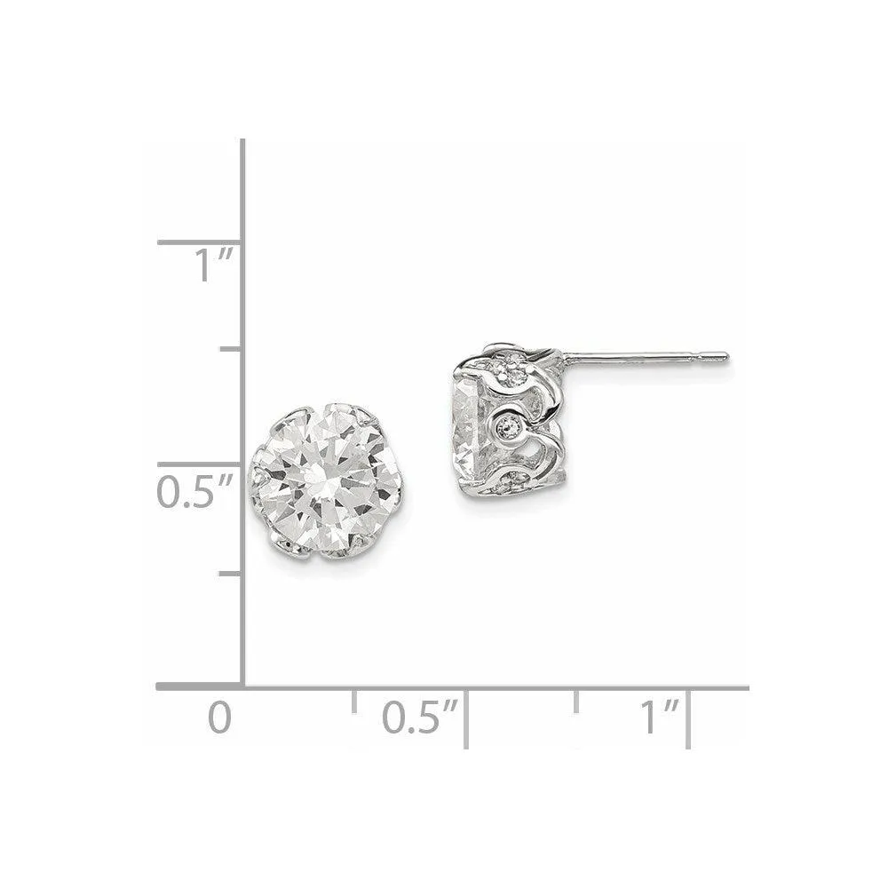 10K Tiara Collection White Gold Polished CZ Post Earrings