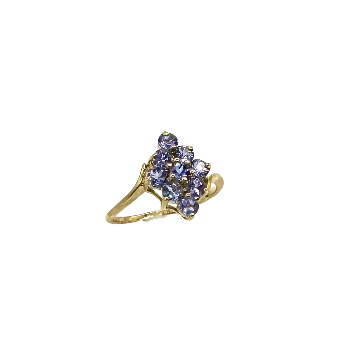 10k Yellow Gold Marquise-Shaped Tanzanite Cluster Ring