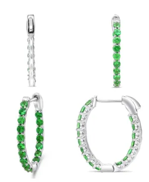 14 Karat White Tsavorite Garnets Gemstone Earrings