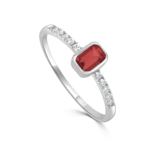 14K Gold Diamond & Ruby Bezel Ring