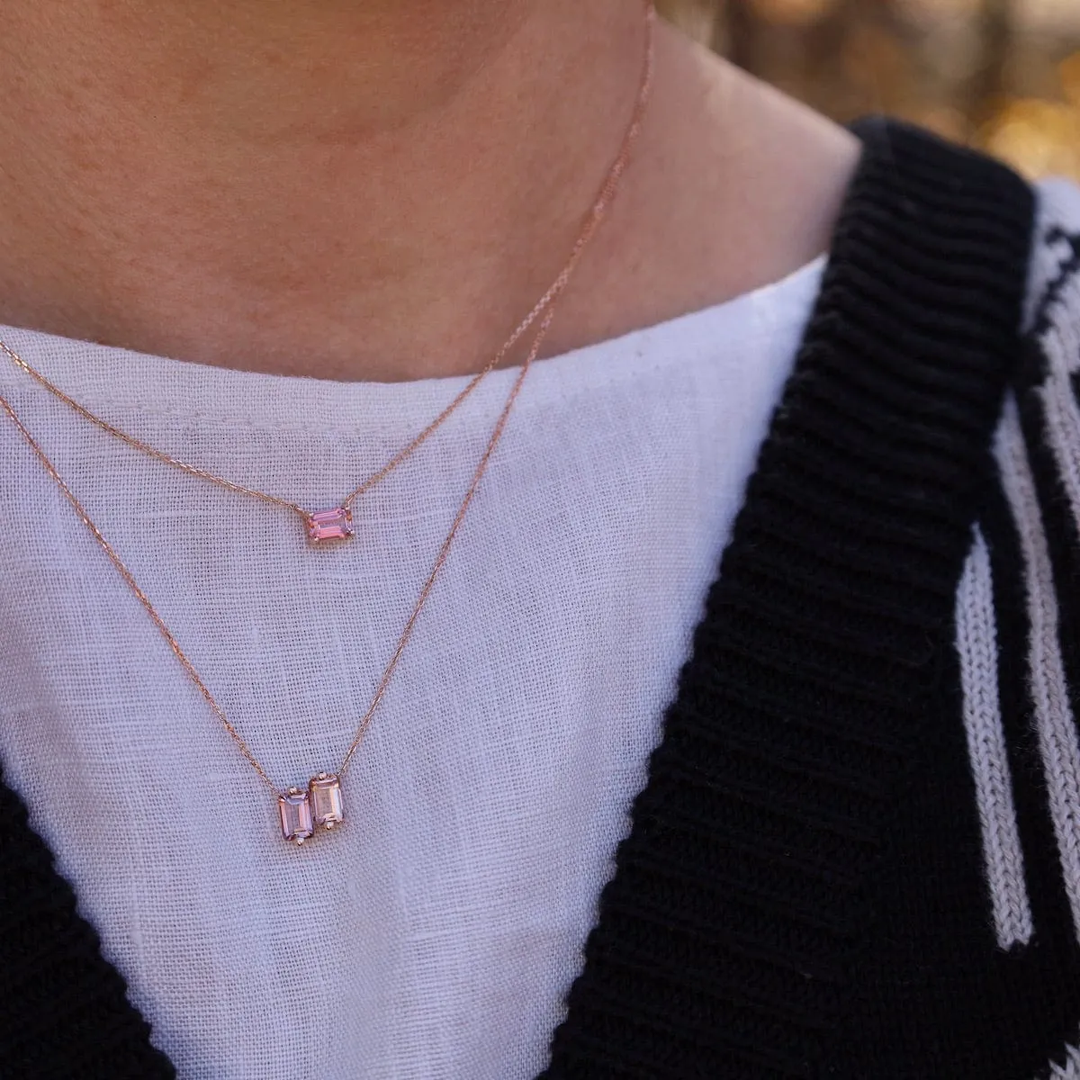 14K Rose Gold Morganite Topaz Necklace