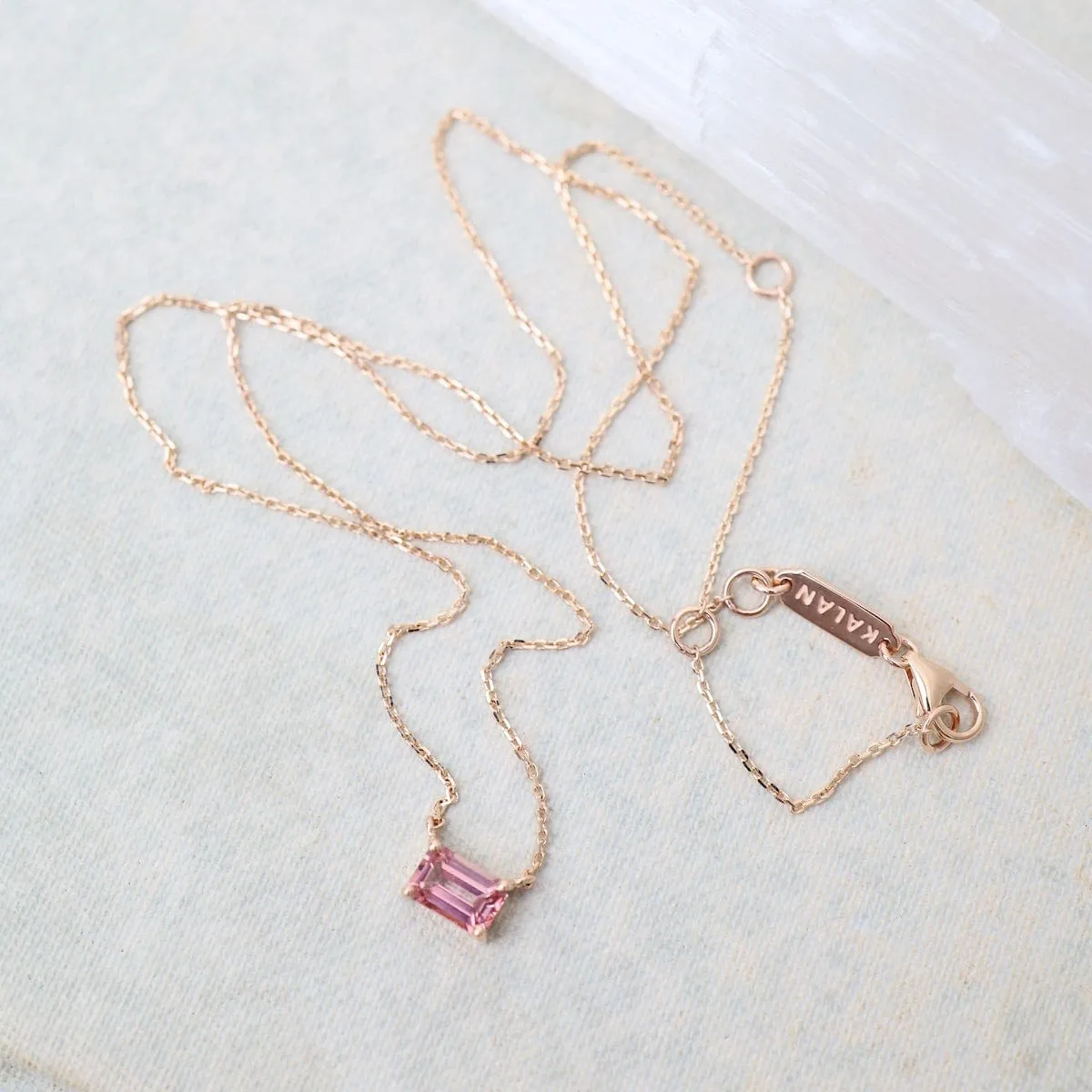 14K Rose Gold Morganite Topaz Necklace