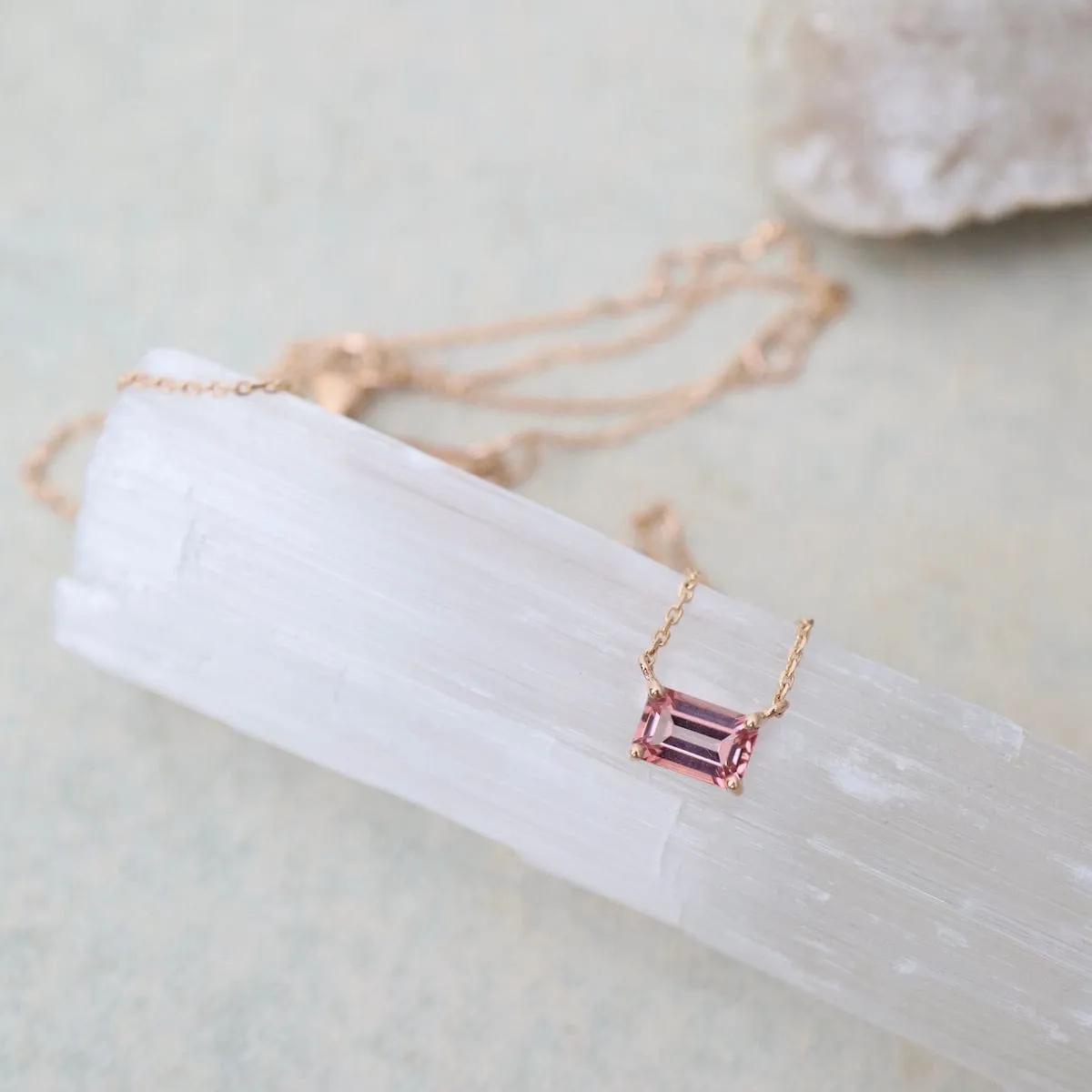 14K Rose Gold Morganite Topaz Necklace