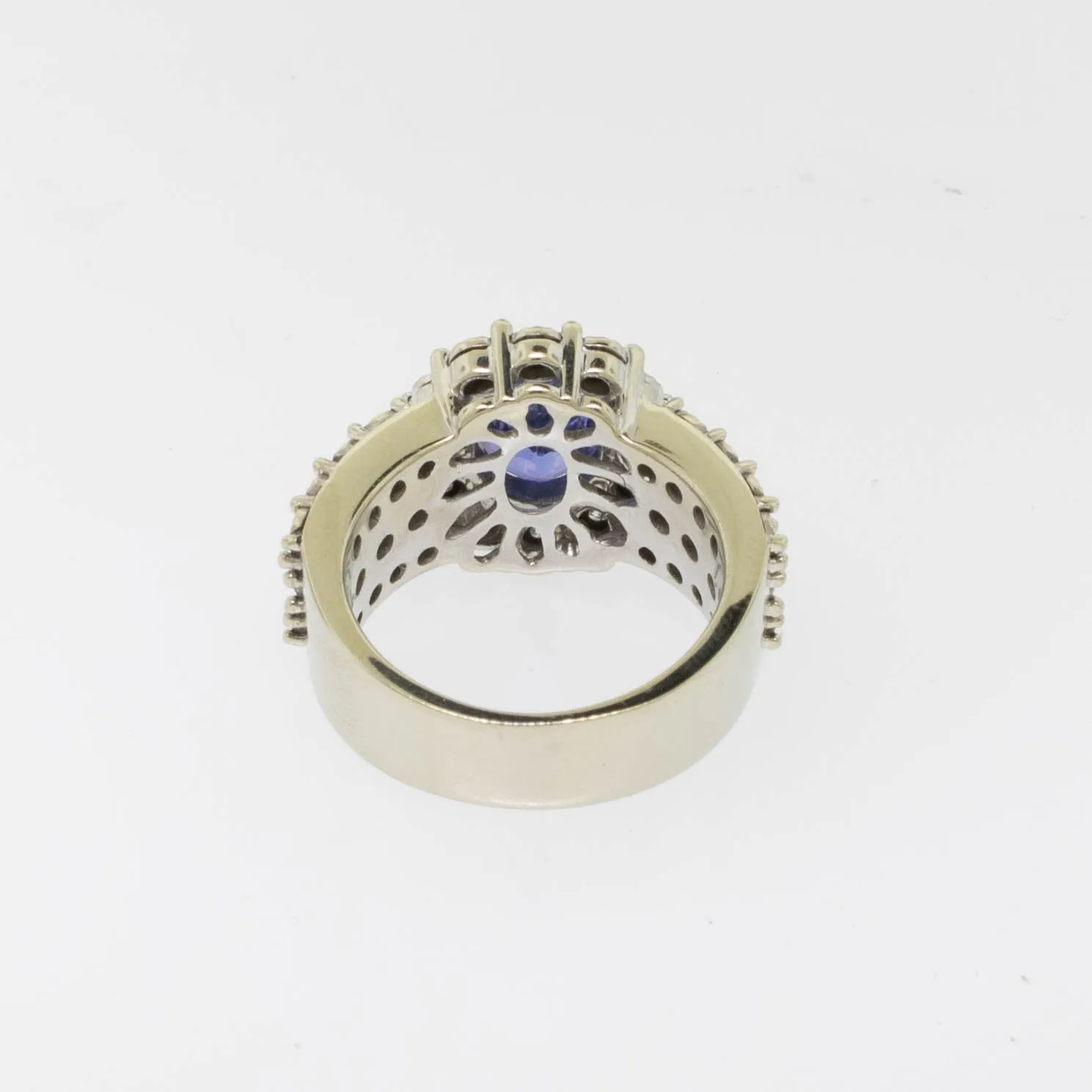 14K White Gold Diamond (.52CTTW) and Tanzanite(~2CT) Ring Size 7 Preowned