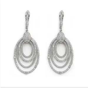 14K White Gold Diamond Drop Earrings