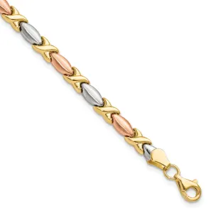 14k Yellow Gold Polished Brushed X Bracelet