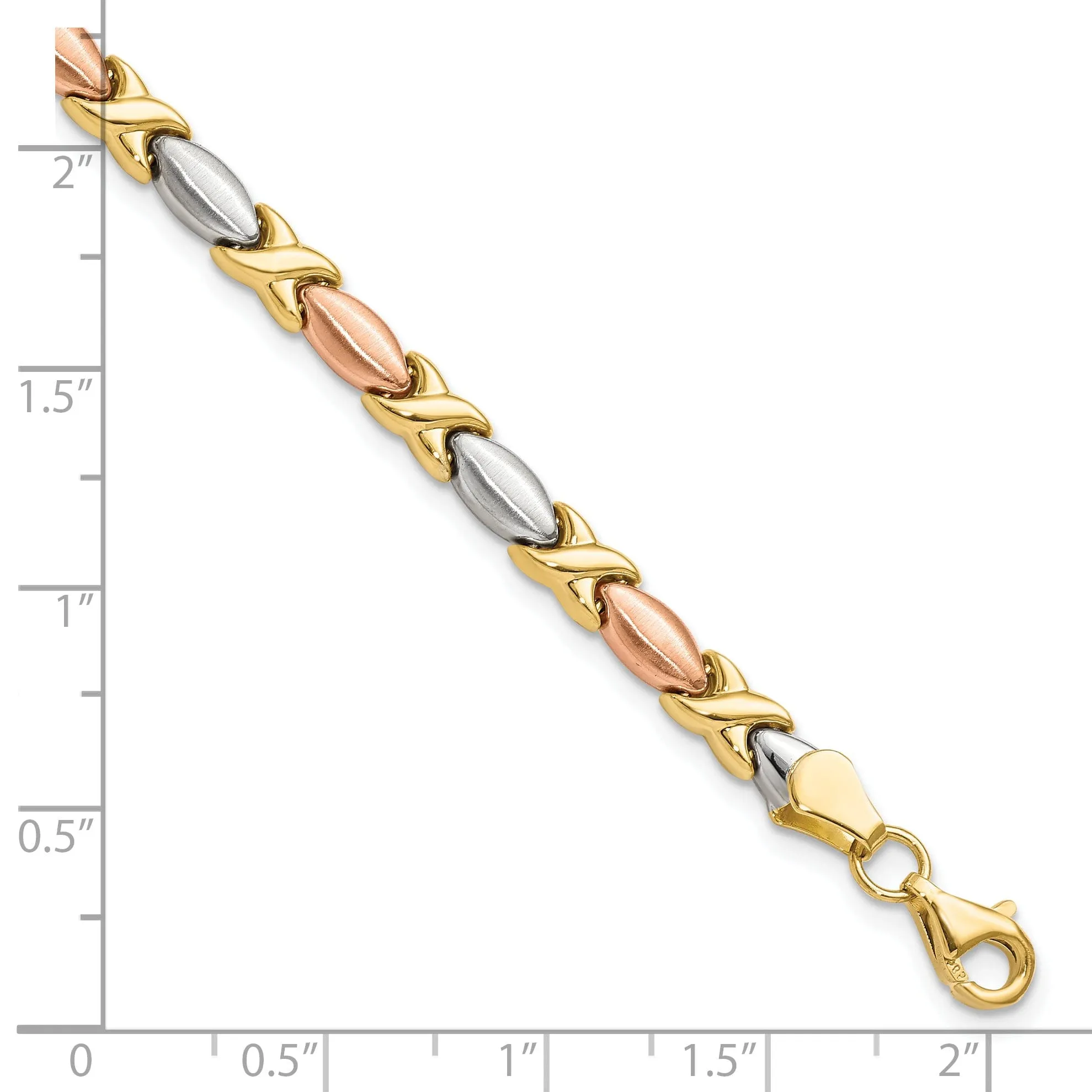 14k Yellow Gold Polished Brushed X Bracelet