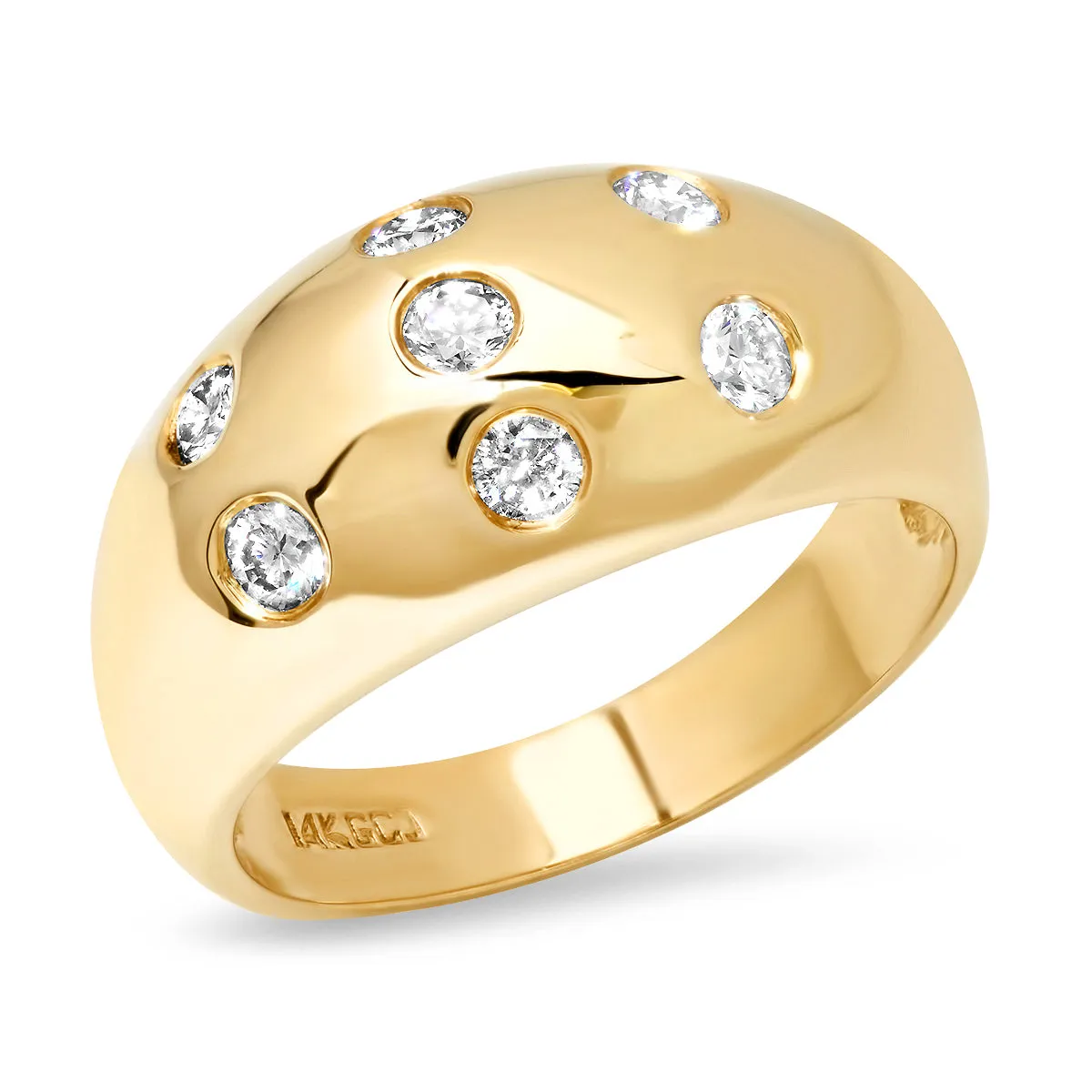 14K YG 7 Diamond Gypsy Dome Ring