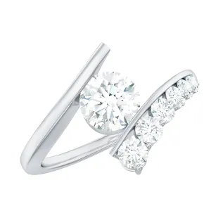 1.50 CT Certified Moissanite Solitaire Bypass Ring