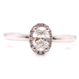 18ct White Gold Oval Halo Earth Grown Diamond Engagement Ring