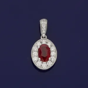 18ct White Gold Ruby & Diamond Pendant