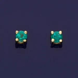 18ct Yellow Gold Emerald 2.5mm Stud Earrings