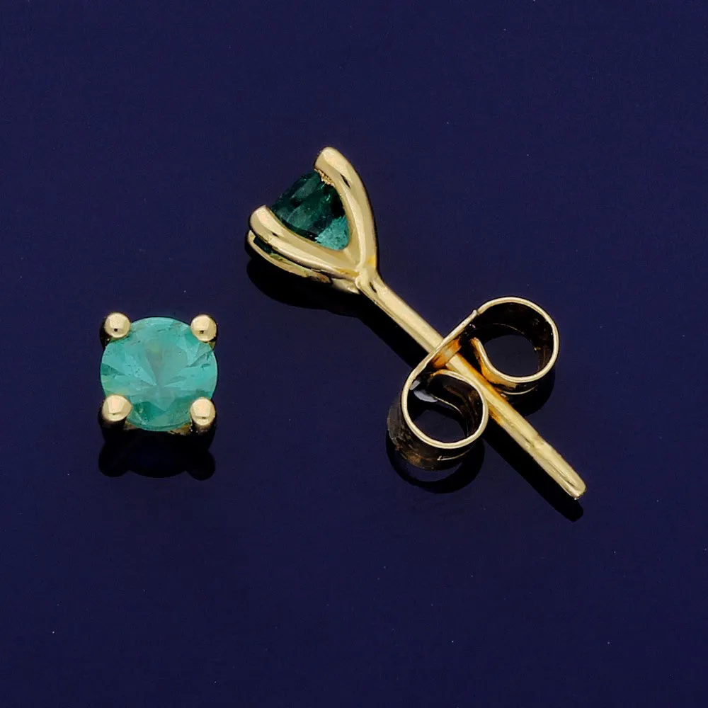 18ct Yellow Gold Emerald 4mm Stud Earrings