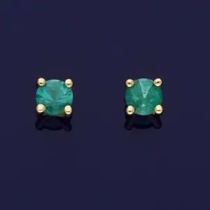 18ct Yellow Gold Emerald 4mm Stud Earrings