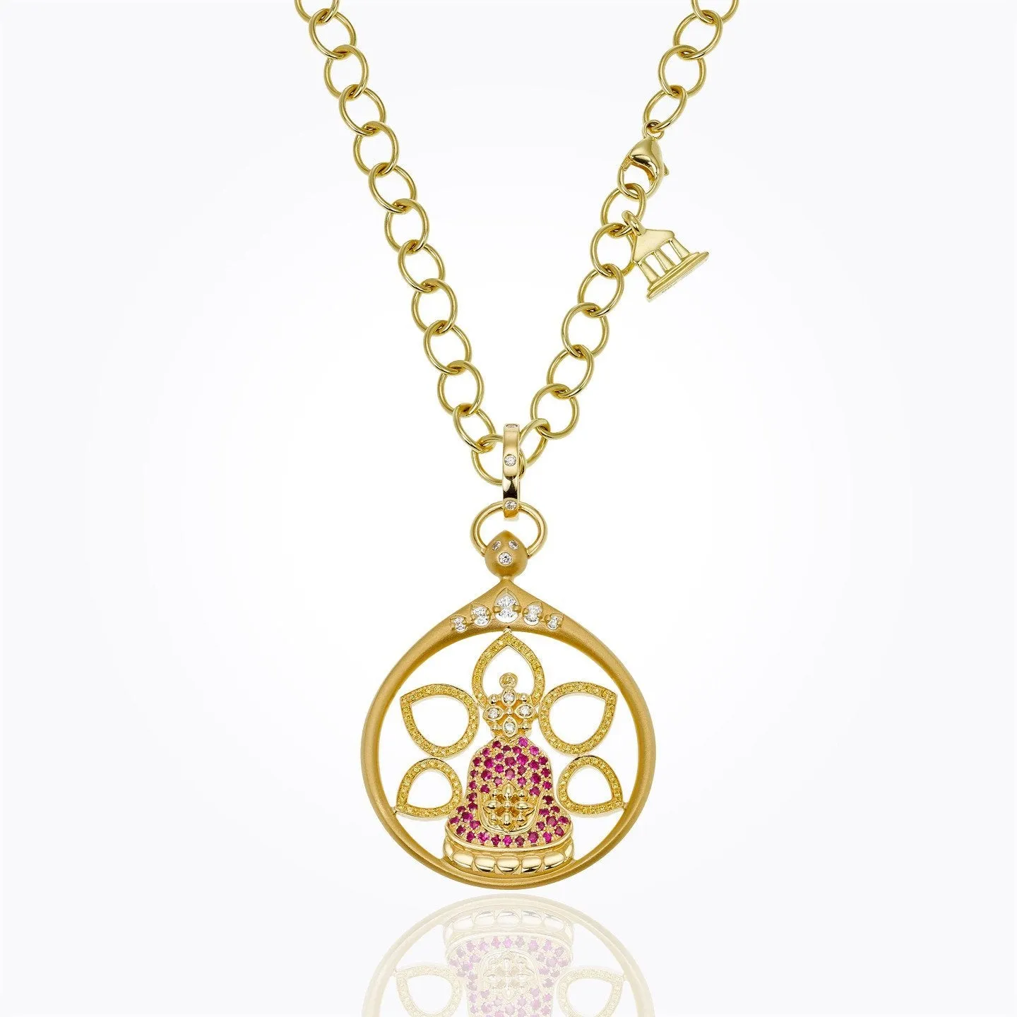 18K Buddha Pendant with ruby and diamond