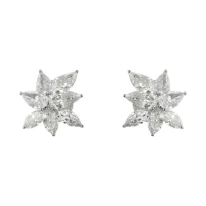 18K White Gold Diamond Star Stud Earrings