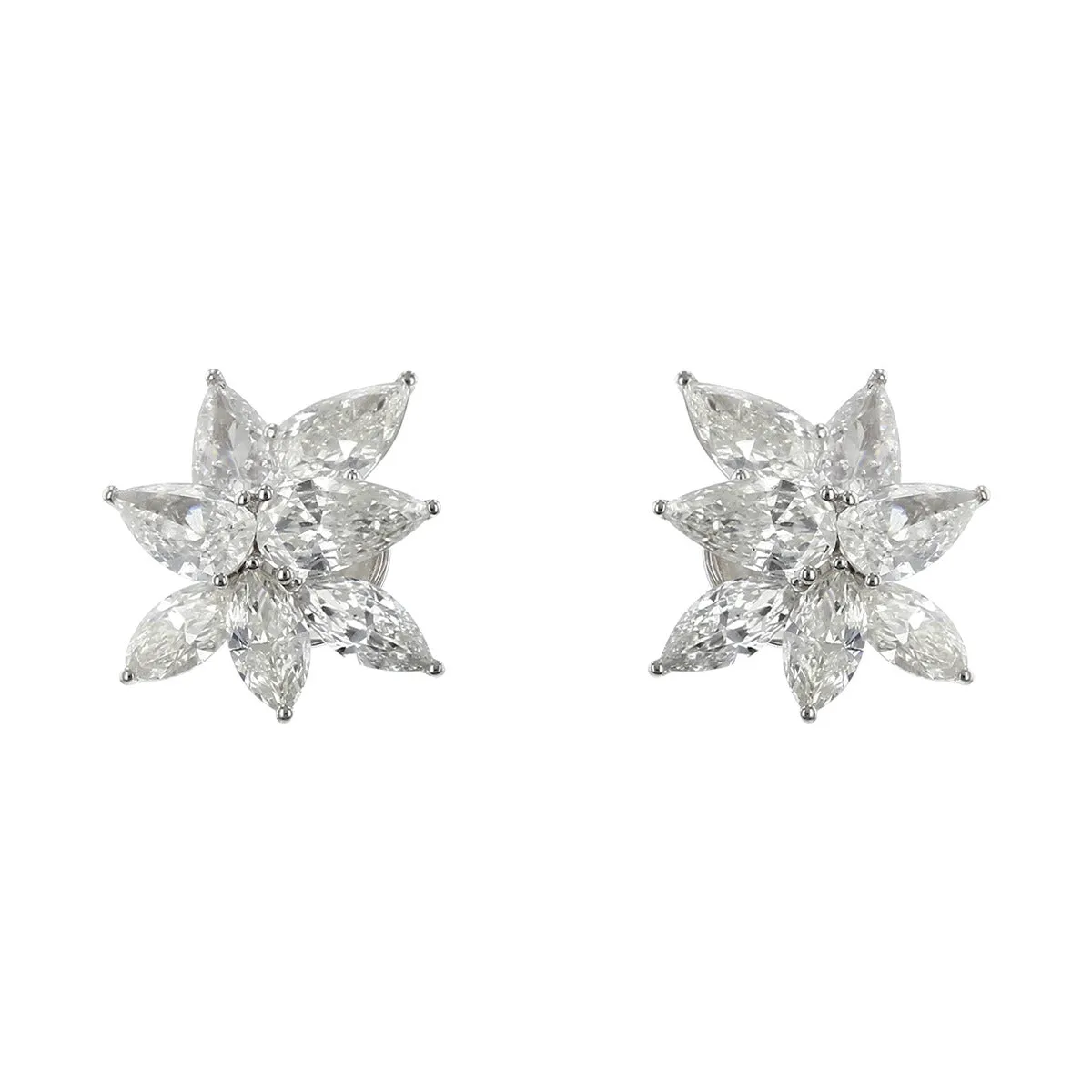 18K White Gold Diamond Star Stud Earrings