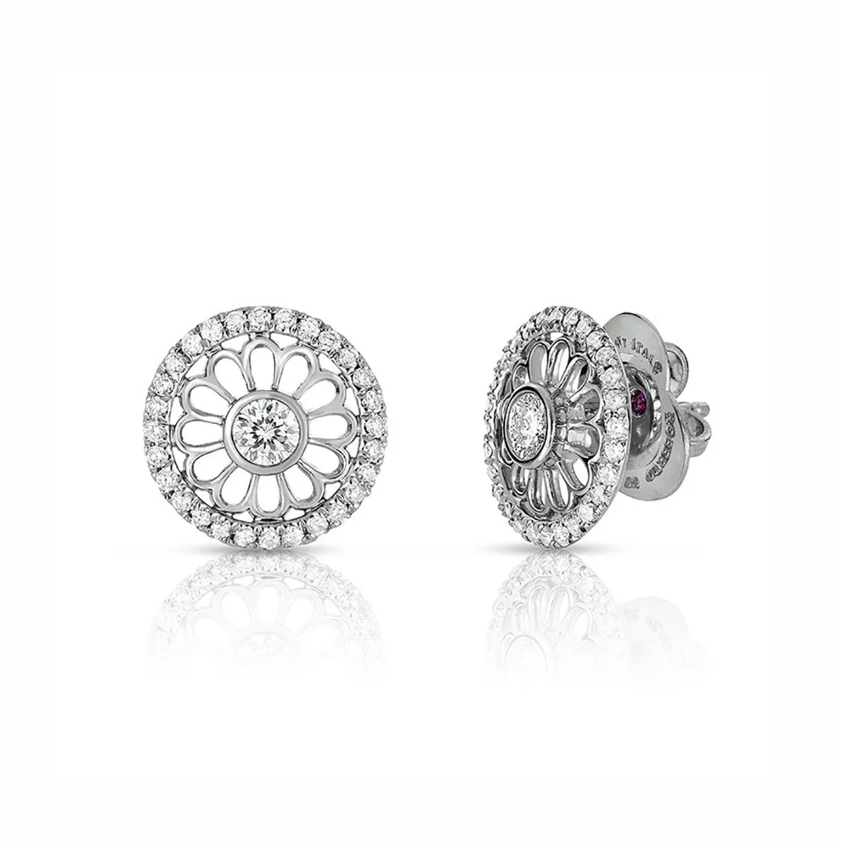 18K White Gold Rosette Earrings