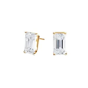 18K Yellow Gold Emerald Cut Diamond Studs .38CTW