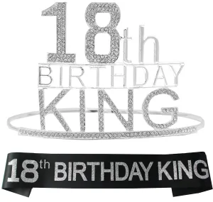 18th Birthday King Crown, 18th Birthday Gifts for Boy, 18th Birthday King Sash, 18th