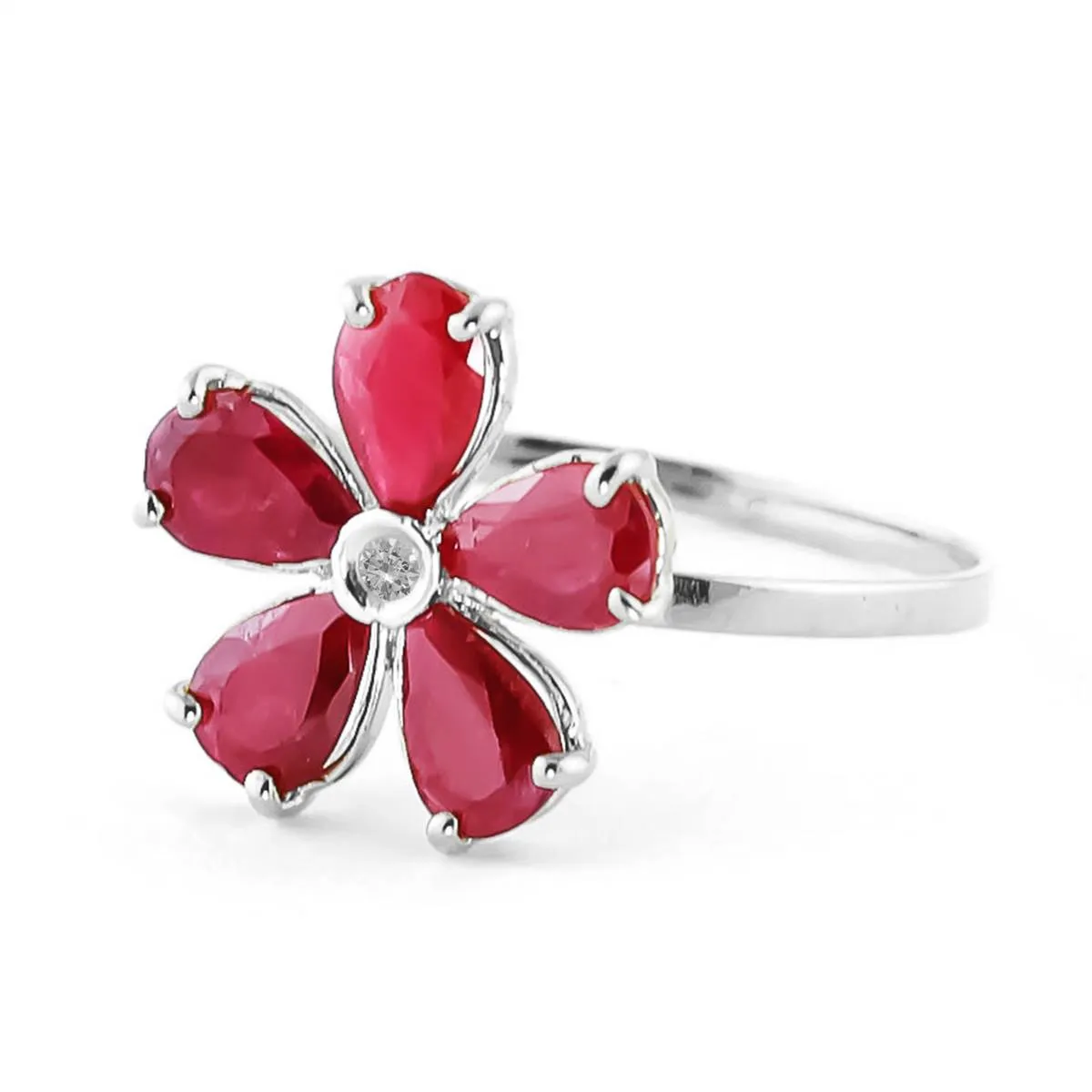 2.22 Carat 14K Solid White Gold Grandstand Ruby Diamond Ring