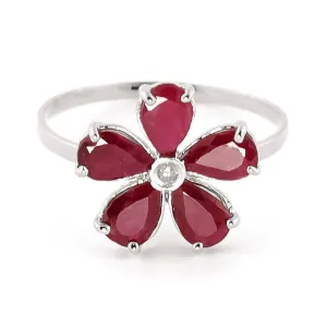 2.22 Carat 14K Solid White Gold Grandstand Ruby Diamond Ring