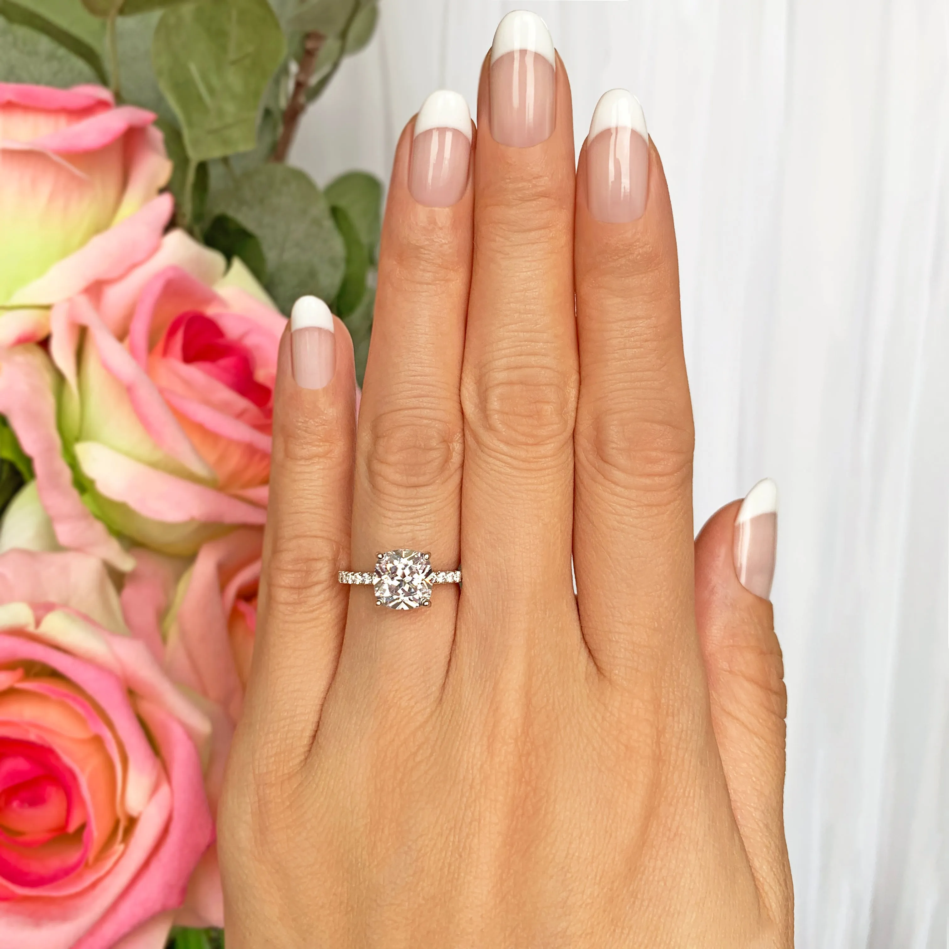 2.25 ctw Cushion Accented Solitaire Ring