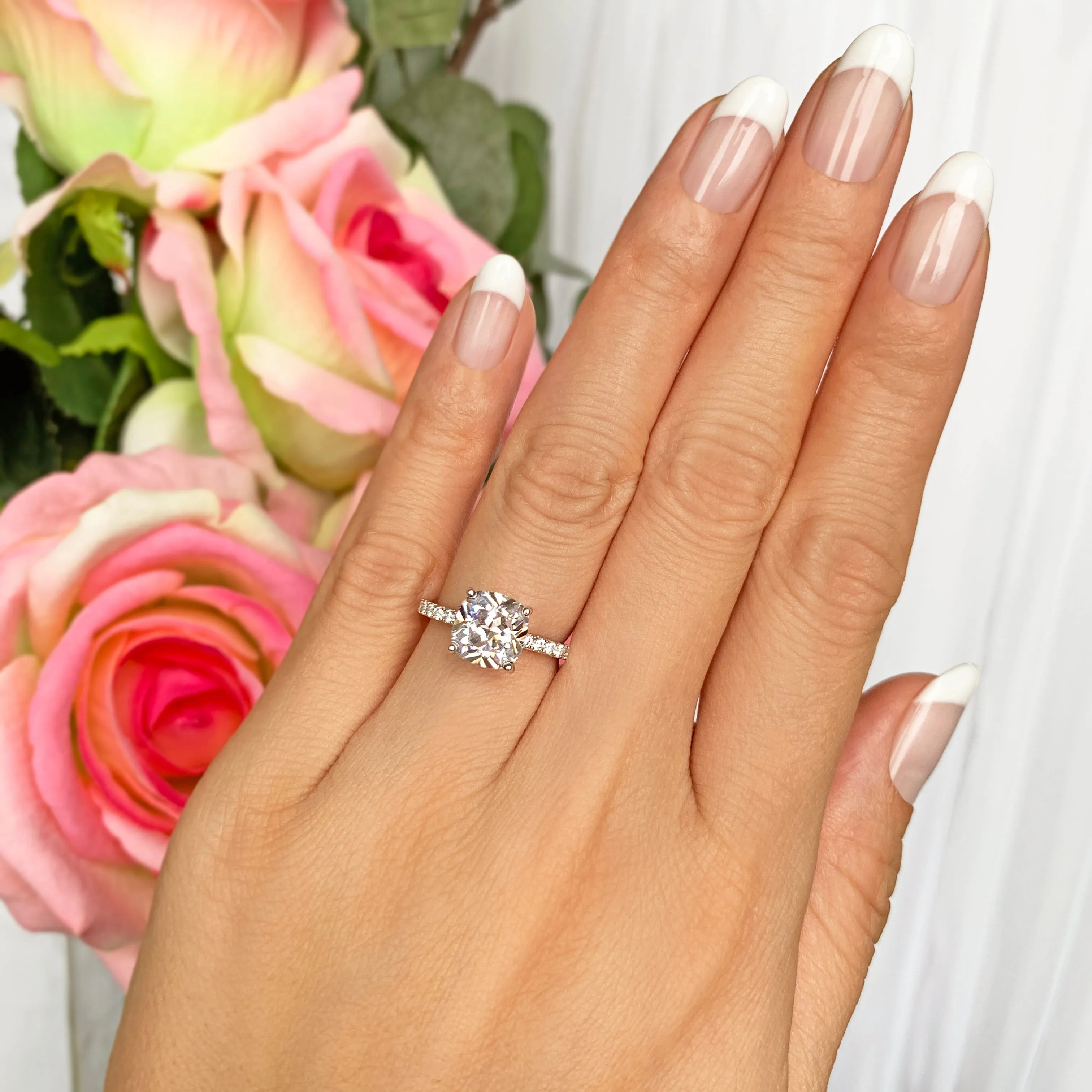 2.25 ctw Cushion Accented Solitaire Ring