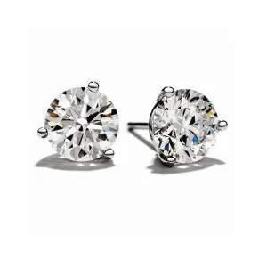 3 Prong Diamond Stud Earrings