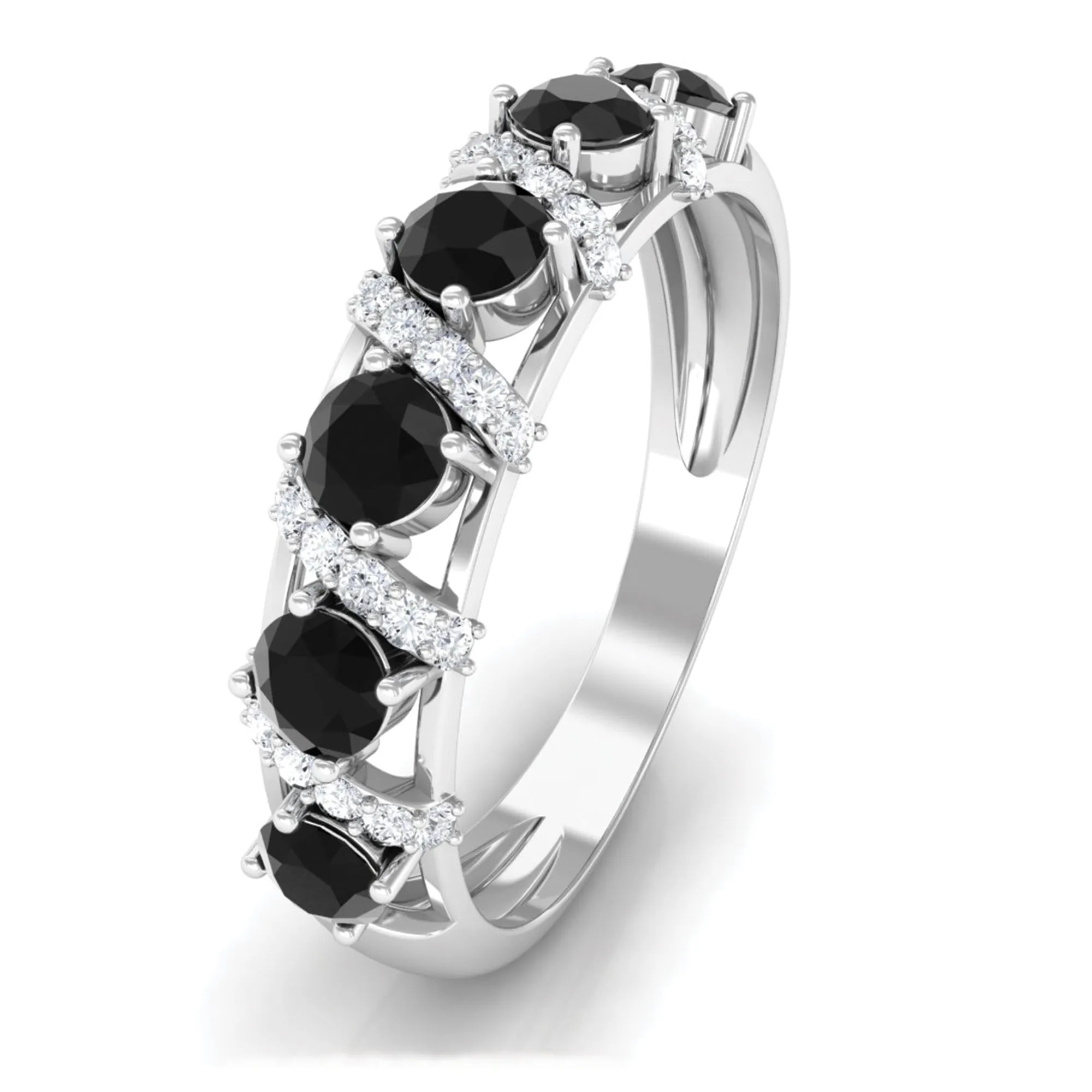 3/4 CT Designer Black Diamond Anniversary Ring with Diamond