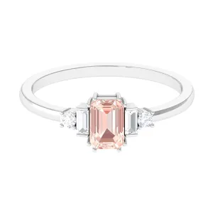 3/4 CT Morganite Solitaire Engagement Ring with Diamond