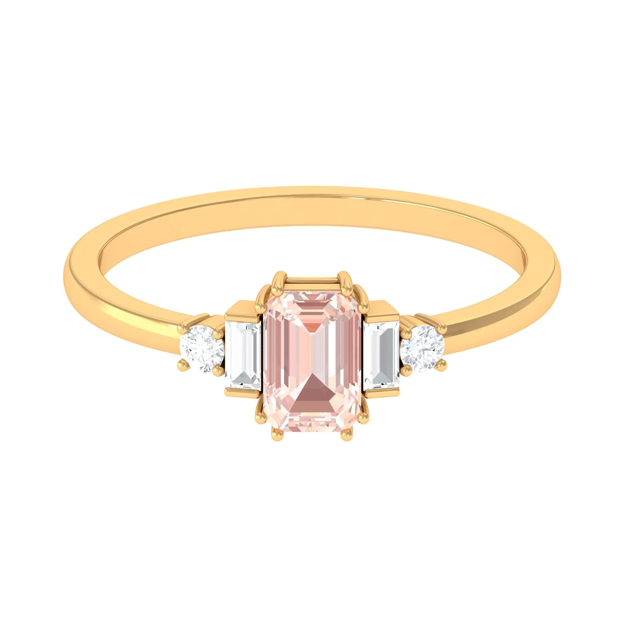 3/4 CT Morganite Solitaire Engagement Ring with Diamond