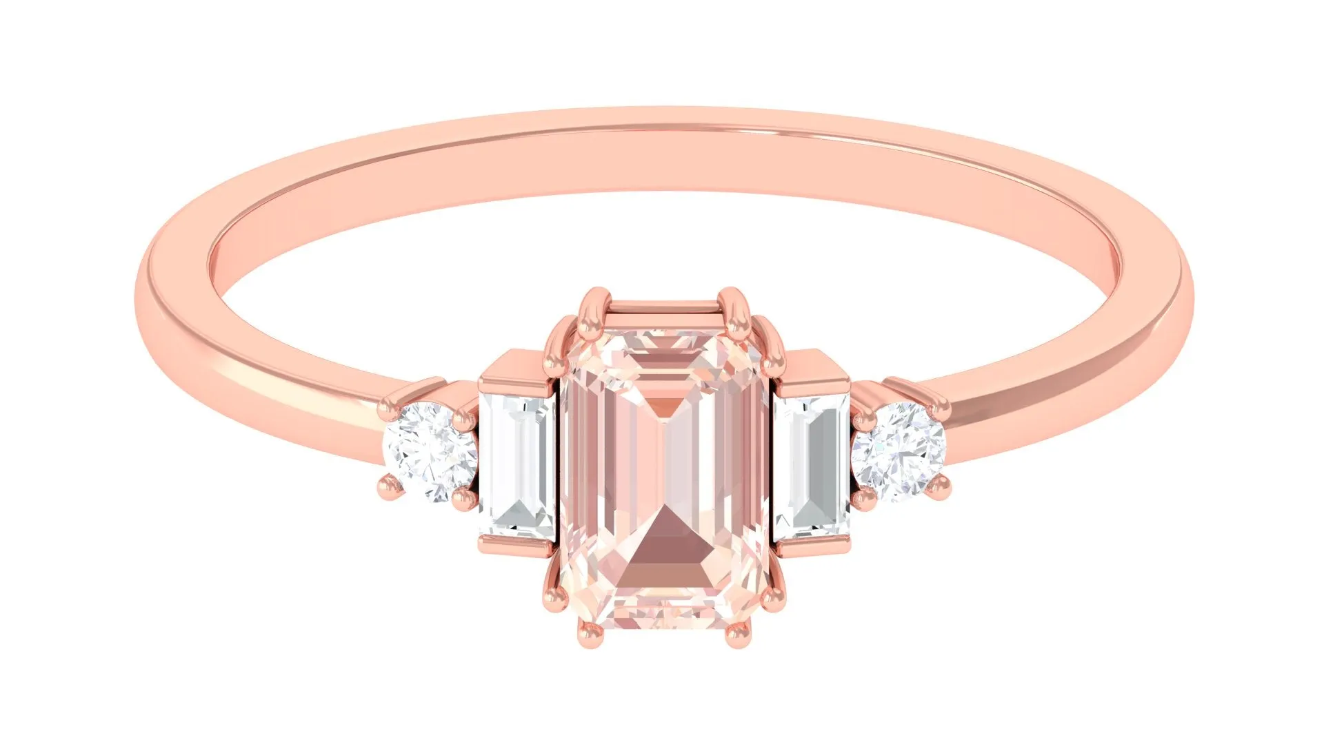 3/4 CT Morganite Solitaire Engagement Ring with Diamond