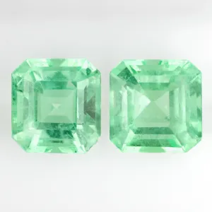 4.69ct EMERALD PAIR STUD DROP EARRINGS ASSCHER CUT SQUARE LOOSE NATURAL PASTEL