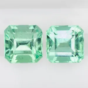 5.33ct EMERALD PAIR STUD DROP EARRINGS ASSCHER CUT SQUARE LOOSE NATURAL PASTEL