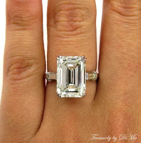 6.87CT ESTATE VINTAGE EMERALD CUT DIAMOND ENGAGEMENT WEDDING RING