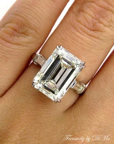 6.87CT ESTATE VINTAGE EMERALD CUT DIAMOND ENGAGEMENT WEDDING RING