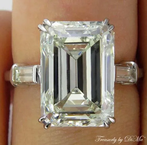 6.87CT ESTATE VINTAGE EMERALD CUT DIAMOND ENGAGEMENT WEDDING RING