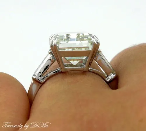 6.87CT ESTATE VINTAGE EMERALD CUT DIAMOND ENGAGEMENT WEDDING RING