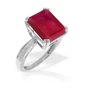 7.27 Carat 14K Solid White Gold Ring Natural Diamond Ruby