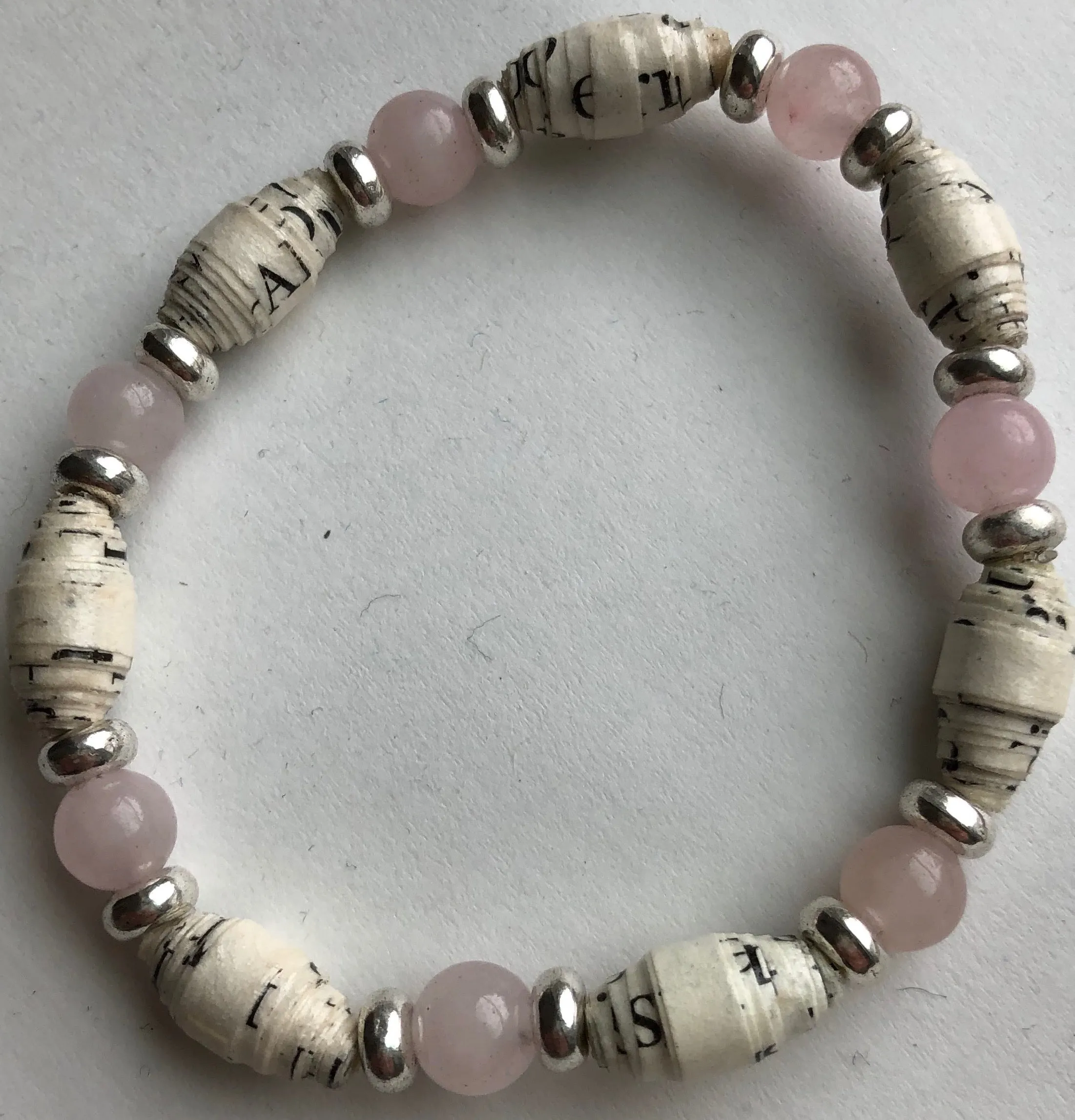 AA Big Book Bracelet Pink & Silver Beads Made From Real Pages From The Big Book