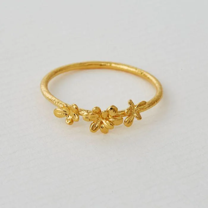 Alex Monroe 22ct Gold Plate and Silver Tiny Sprouting Rosette Ring