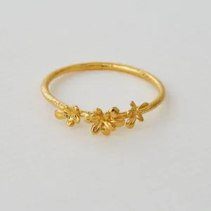 Alex Monroe 22ct Gold Plate and Silver Tiny Sprouting Rosette Ring