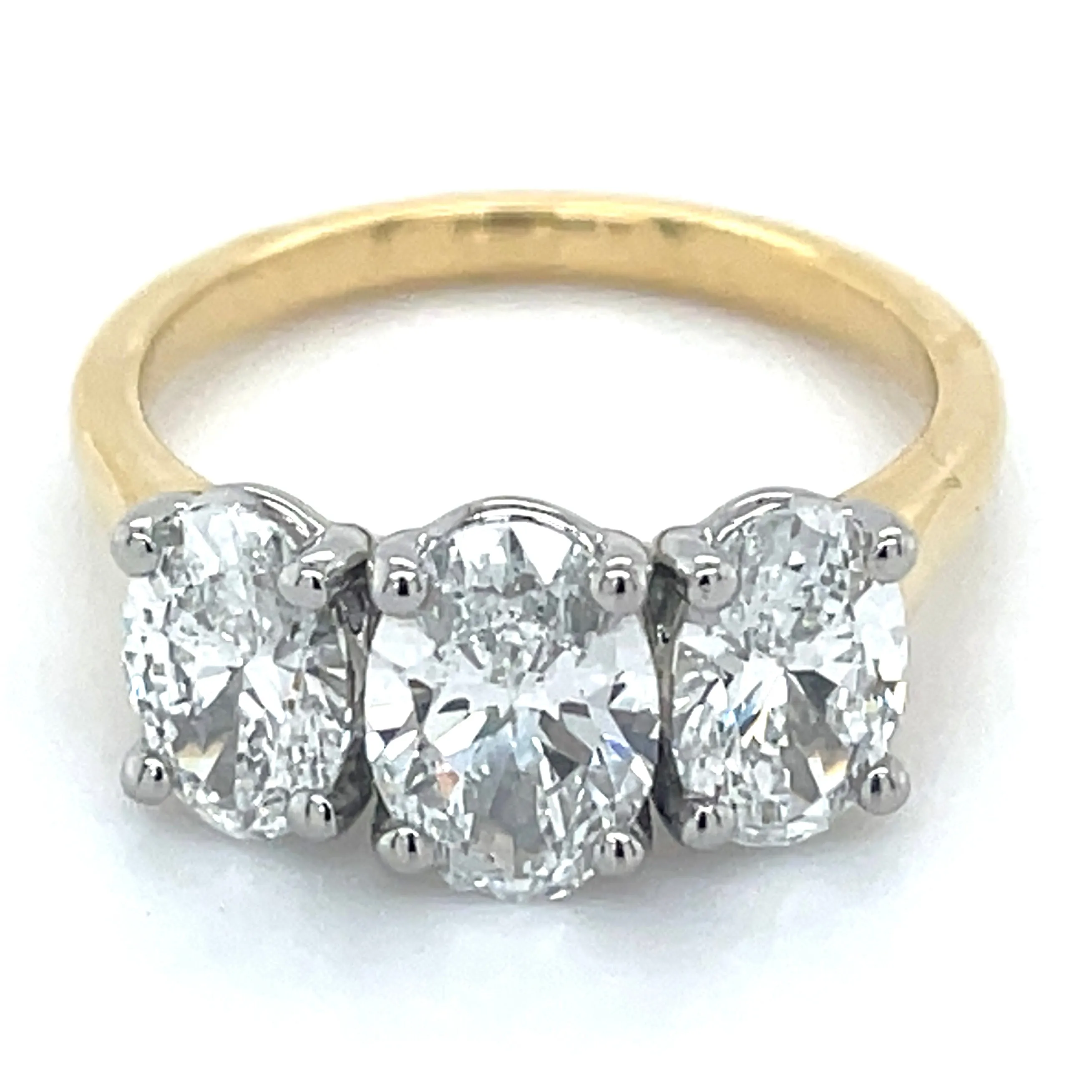 Angelina - 18ct Yellow Gold 2.49ct Laboratory Grown Oval Three Stone Diamond Engagement Ring