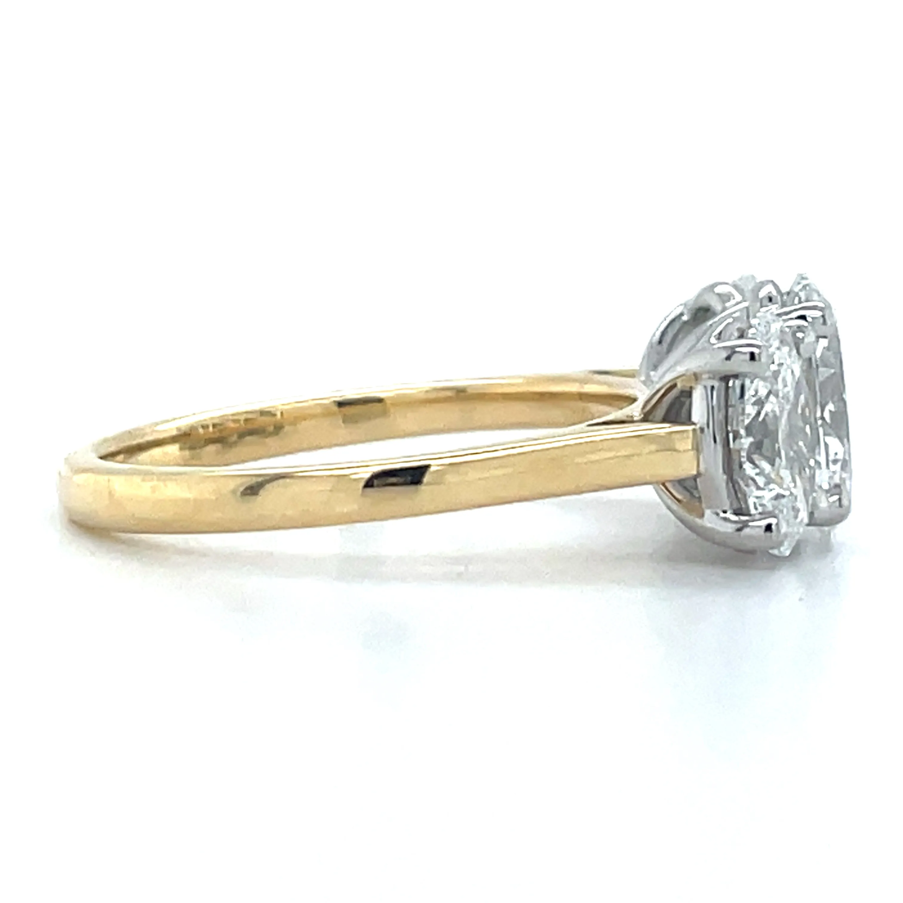 Angelina - 18ct Yellow Gold 2.49ct Laboratory Grown Oval Three Stone Diamond Engagement Ring