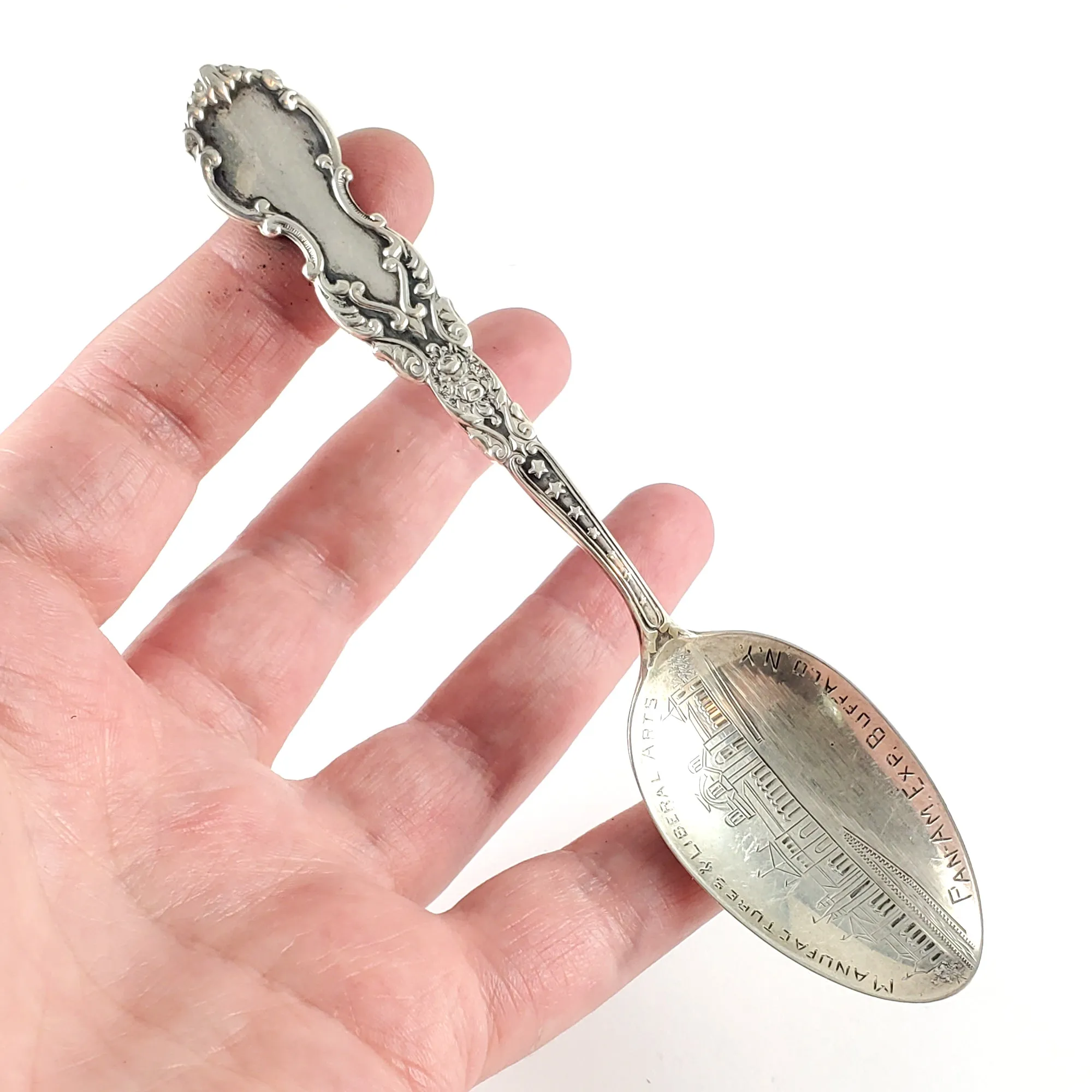 Antique Sterling Silver Floral V & Star Spoon Ring - Made to Order