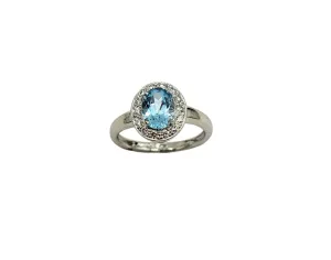 Aqua Marine and Diamond Ring